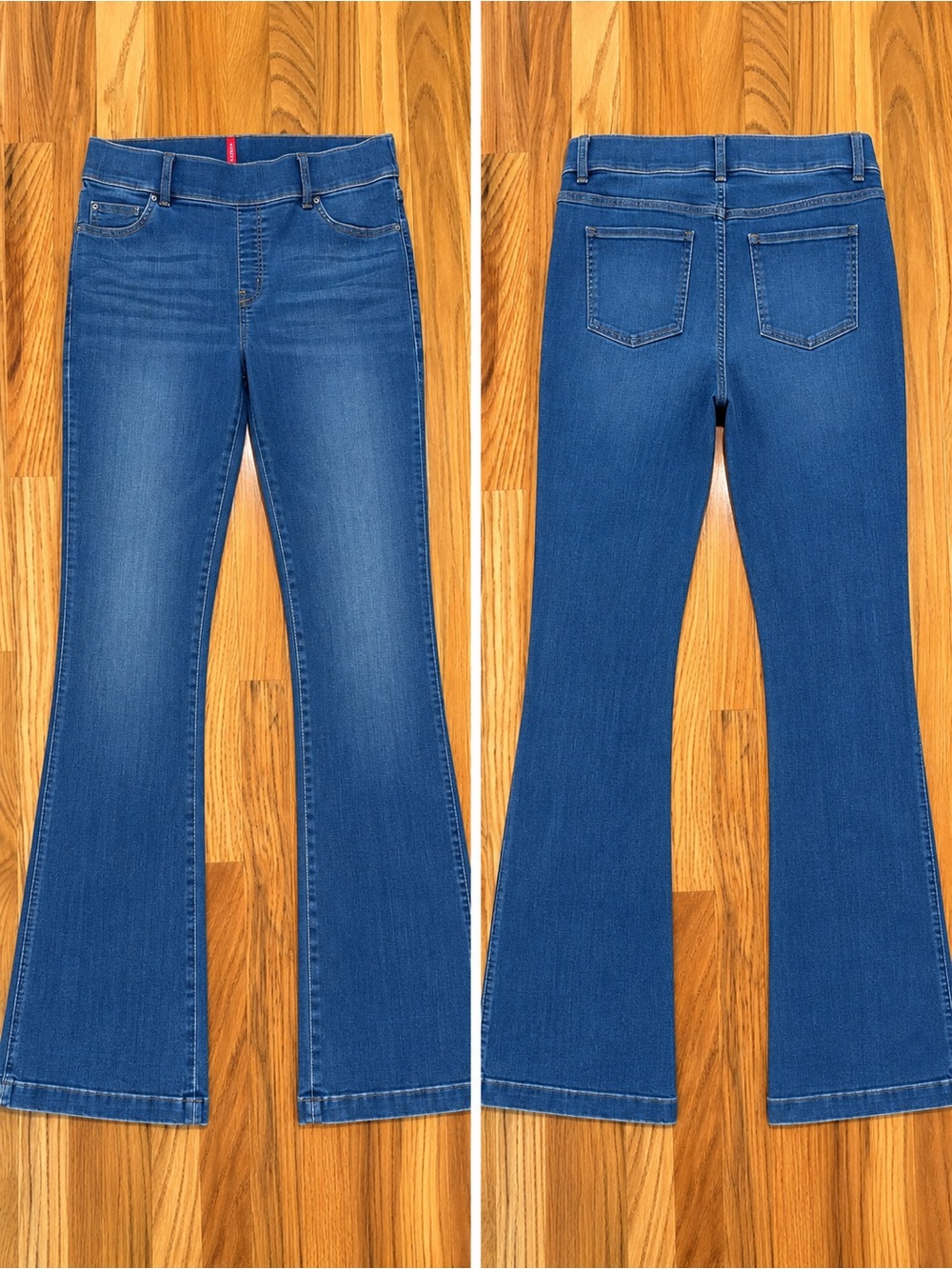 SPANX Flare Jeans Dark Wash Pull-On Shaping Denim Flare Leg Size L